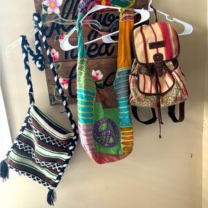 Hippie bags~Two crossbody bags and one bookbag